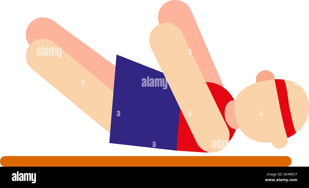 Sport exercising sulla schiena, illustrazione, vettore su uno sfondo bianco. Illustrazione Vettoriale