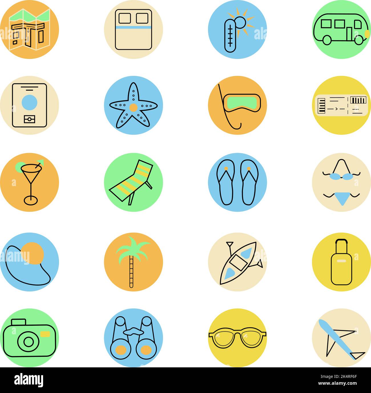 Vacanza estiva , illustrazione, vettore su sfondo bianco. Illustrazione Vettoriale