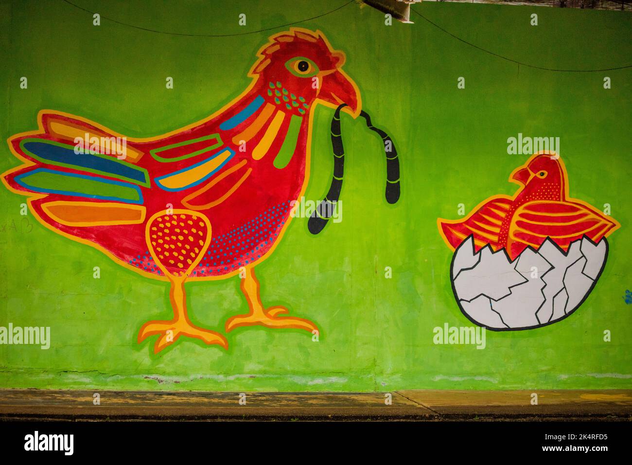 Pittura murale sulla Scuola di scoperta di Gamboa nella città di Gamboa, provincia di Colon, Repubblica di Panama, America Centrale. Foto Stock