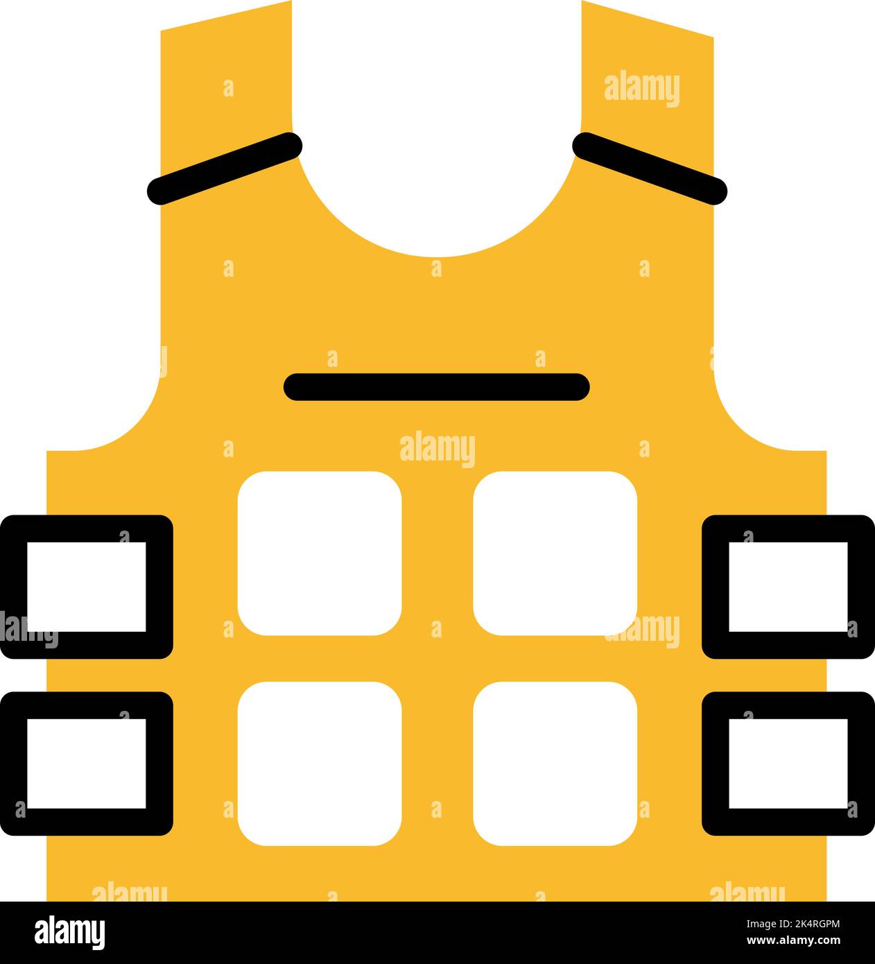 Giubbotto antiproiettile giallo, illustrazione, vettore su sfondo bianco. Illustrazione Vettoriale