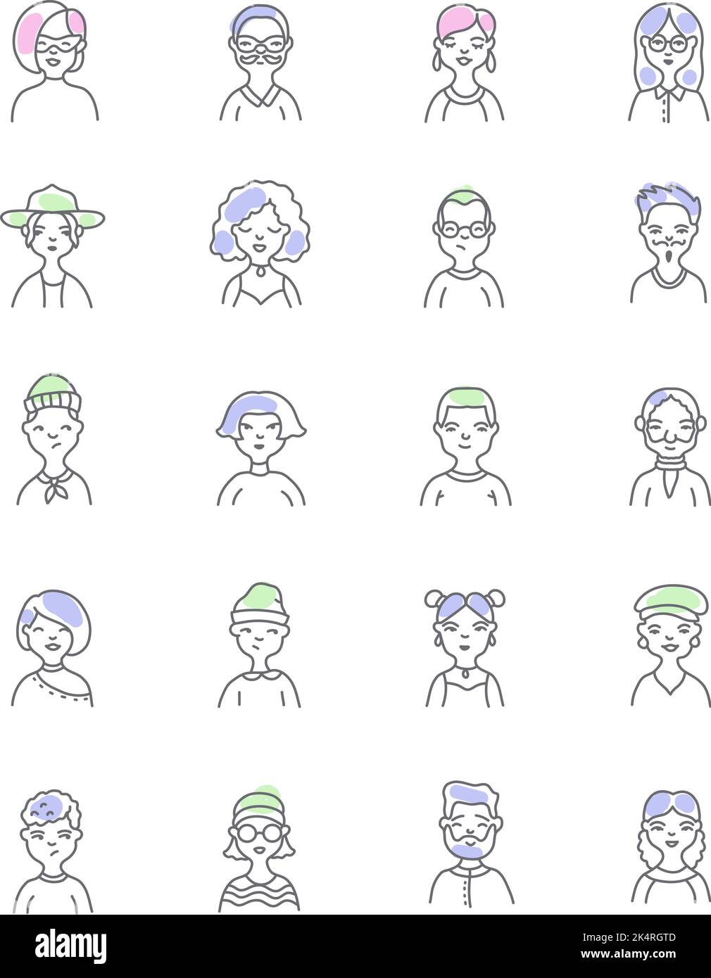 Avatar della gente, illustrazione, vettore su uno sfondo bianco. Illustrazione Vettoriale