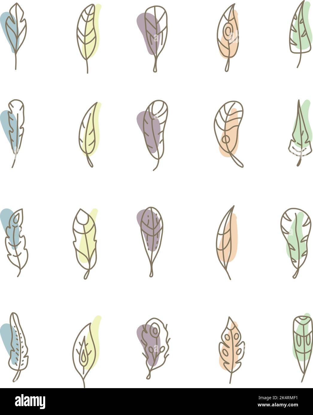 Piume colorate, illustrazione, vettore su sfondo bianco. Illustrazione Vettoriale