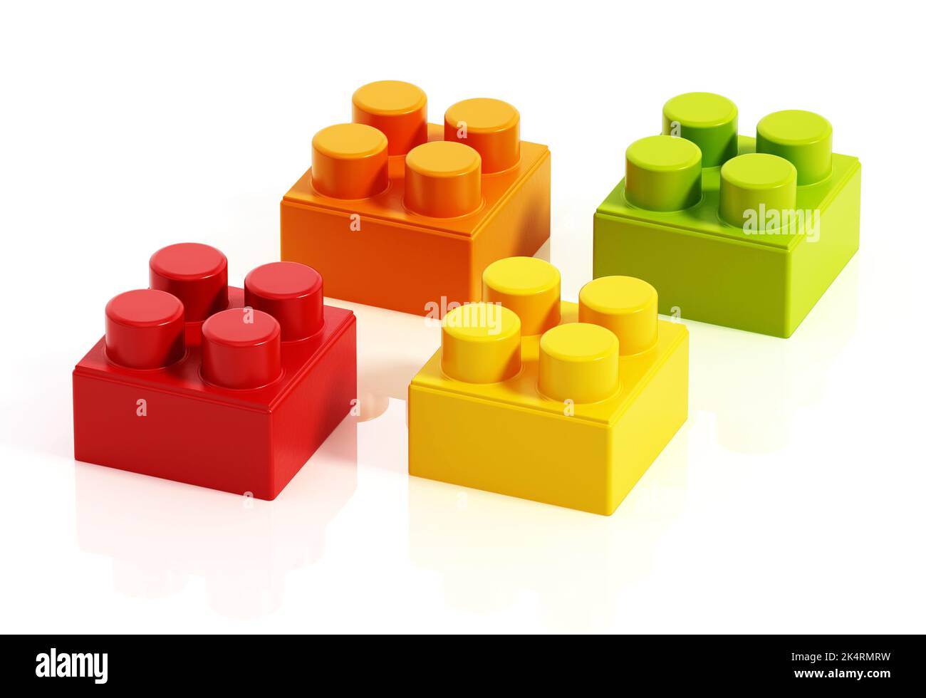 Blocchi da costruzione quadrati isolati su sfondo bianco. Illustrazione 3D Foto Stock