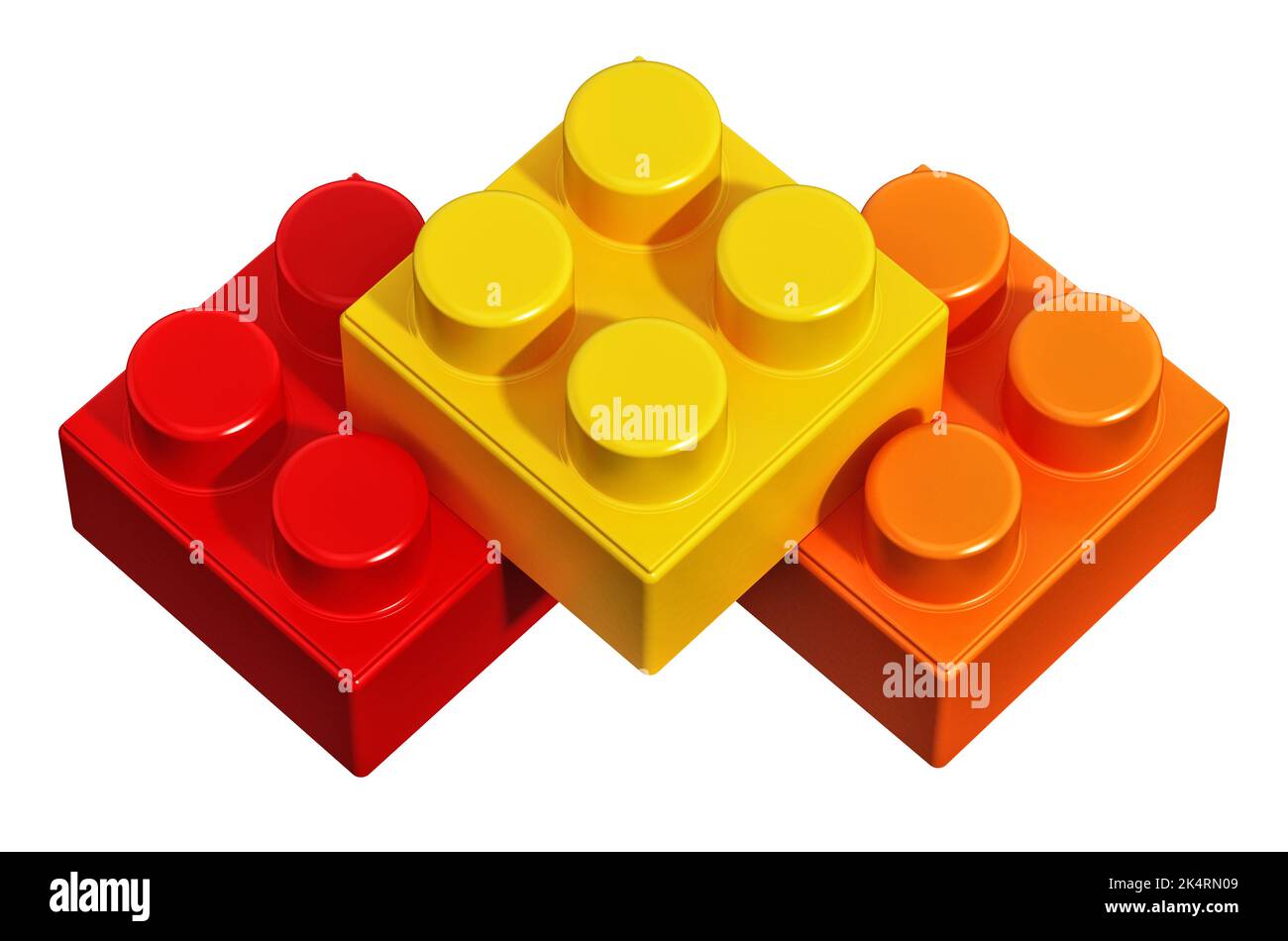 Blocchi da costruzione quadrati isolati su sfondo bianco. Illustrazione 3D Foto Stock