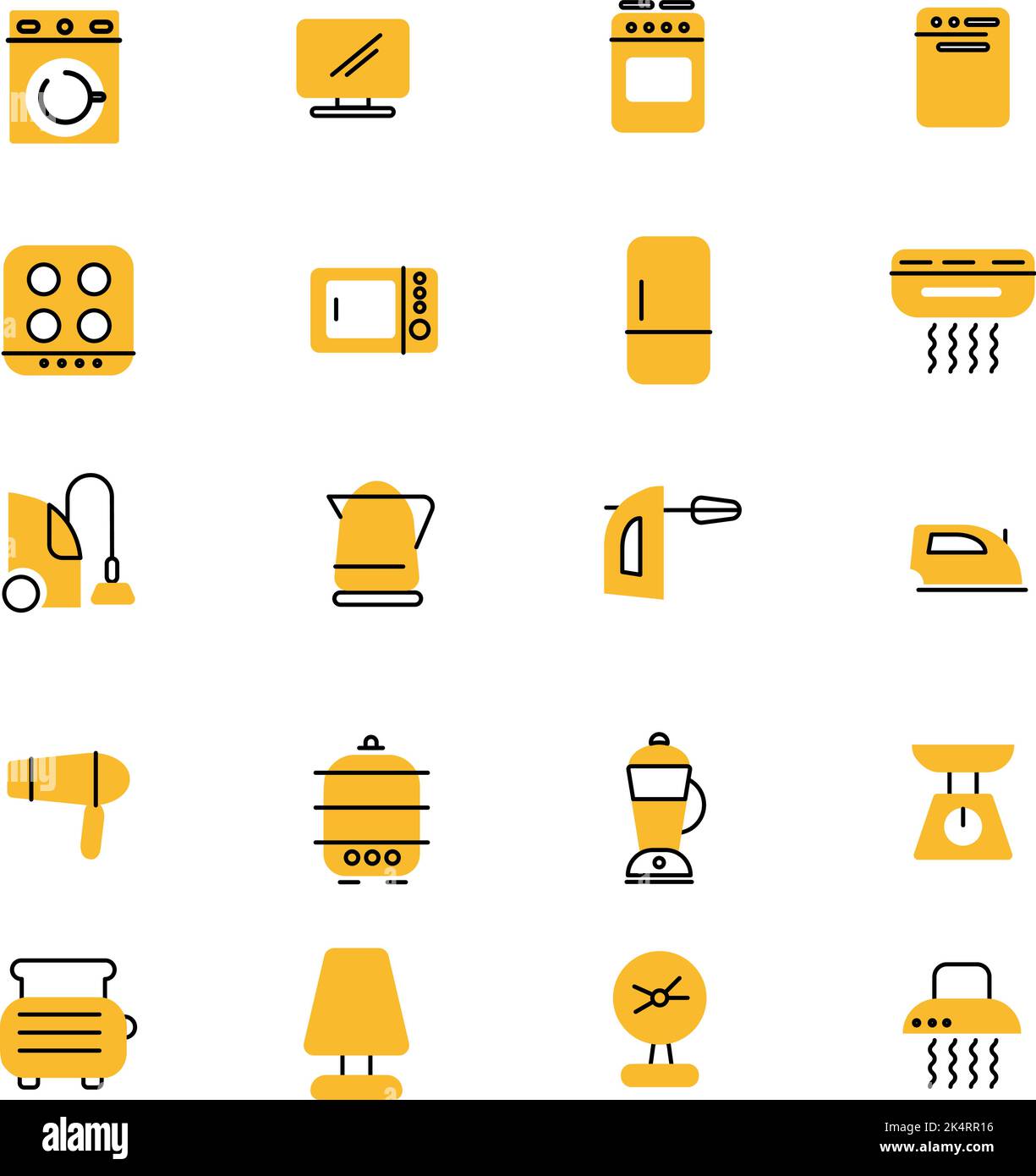 Elettrodomestici da cucina, illustrazione, vettore su sfondo bianco. Illustrazione Vettoriale