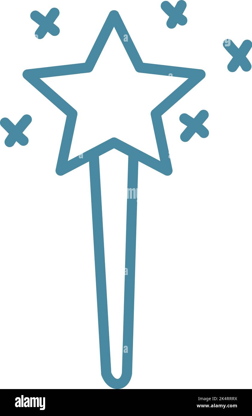 Bacchetta magica, illustrazione, vettore su sfondo bianco. Illustrazione Vettoriale