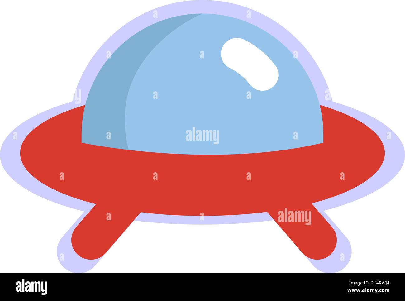 Spazio rosso UFO, illustrazione, vettore su sfondo bianco. Illustrazione Vettoriale