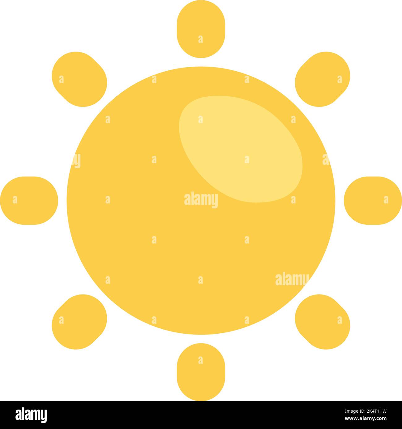 Sole luminoso, illustrazione, vettore su sfondo bianco. Illustrazione Vettoriale