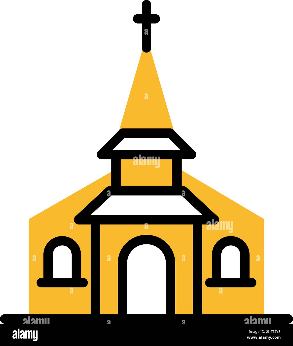 Chiesa di Natale, illustrazione, vettore su sfondo bianco. Illustrazione Vettoriale