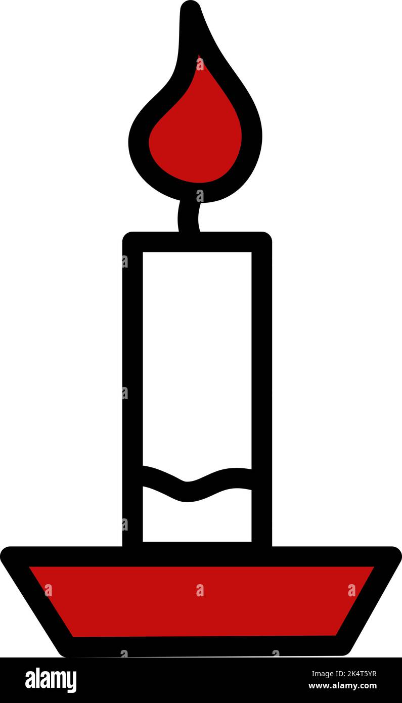 Candela bianca di natale, illustrazione, vettore su uno sfondo bianco. Illustrazione Vettoriale