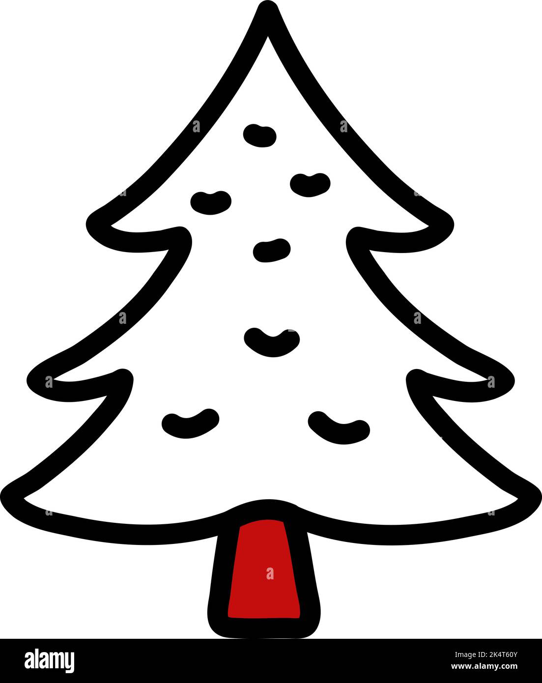 Albero decorativo di Natale, illustrazione, vettore su uno sfondo bianco. Illustrazione Vettoriale