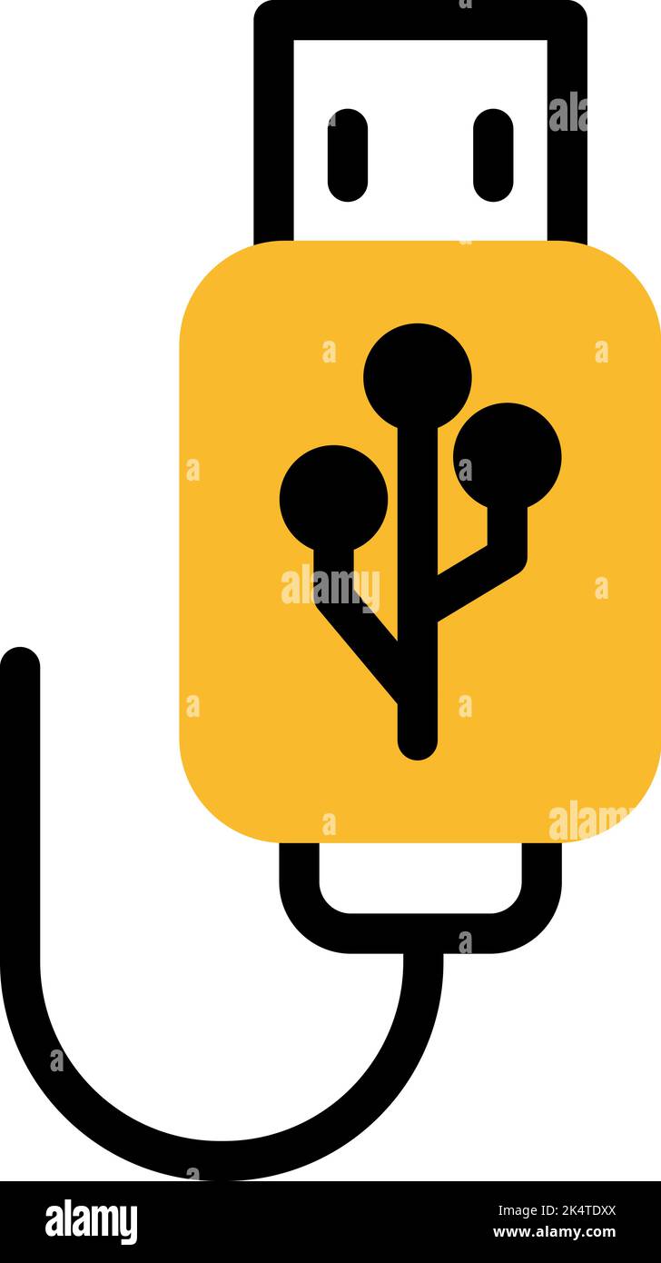 Cavo USB PC, illustrazione, vettore su sfondo bianco. Illustrazione Vettoriale