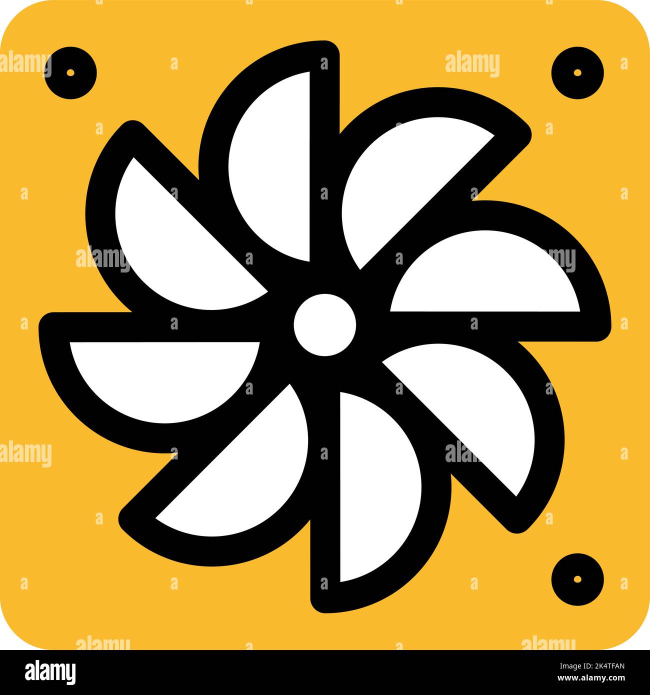 Ventola PC, illustrazione, vettore su sfondo bianco. Illustrazione Vettoriale