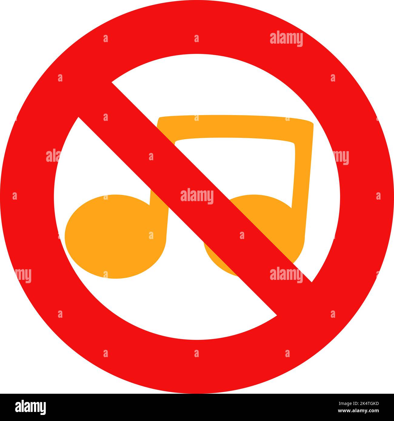 Non è consentita la musica, l'illustrazione, il vettore su sfondo bianco. Illustrazione Vettoriale
