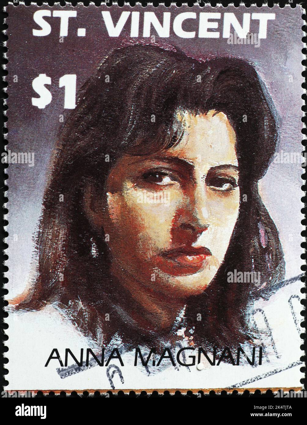 Ritratto di Anna Magnani sul francobollo Foto Stock