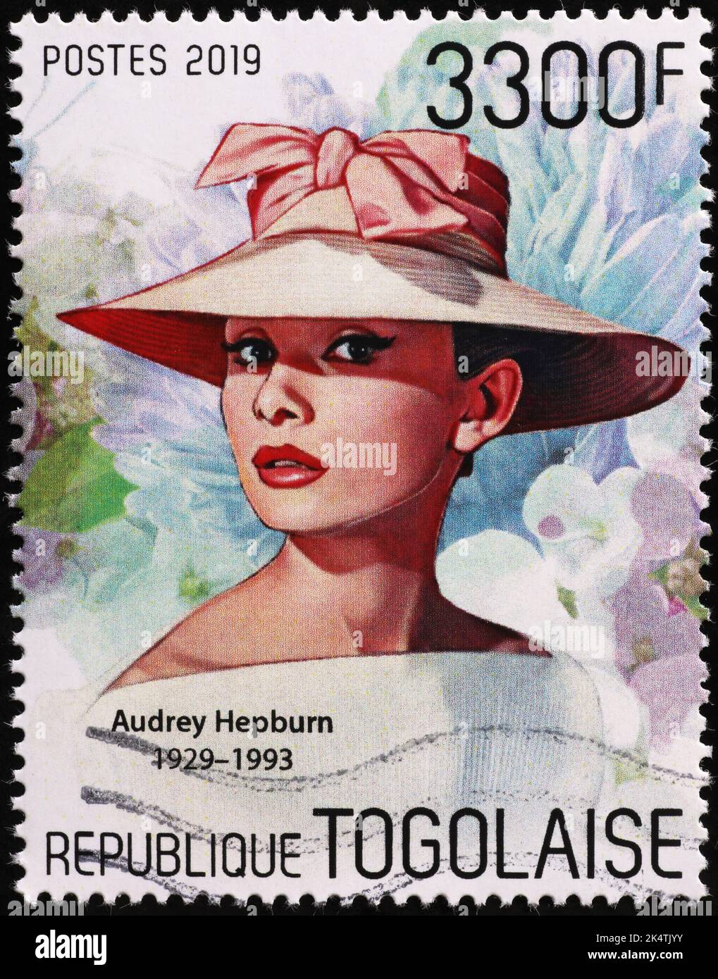 Audrey Hepburn ritratto su francobollo Foto Stock