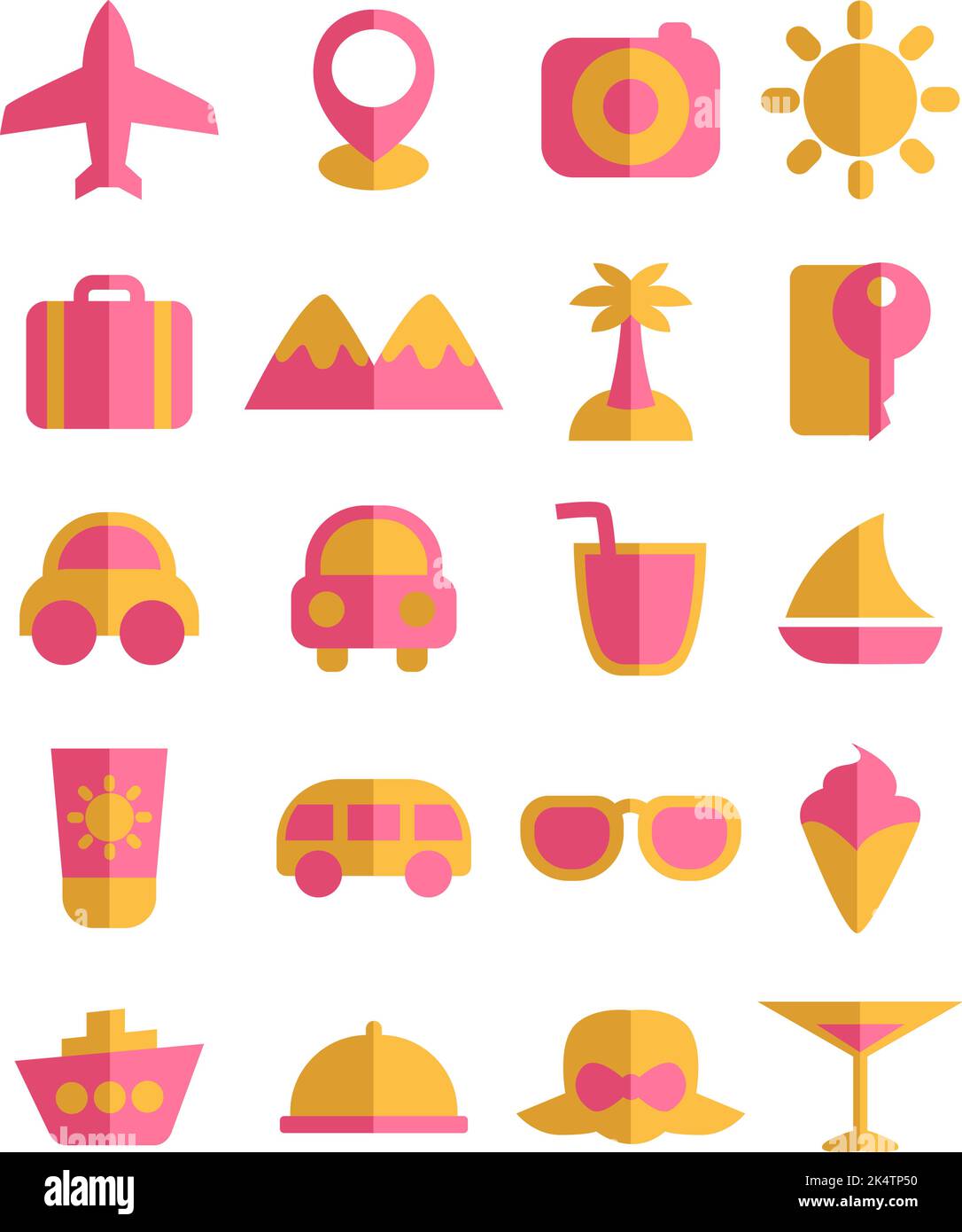 Pacchetto icone di viaggio, illustrazione, vettore su sfondo bianco. Illustrazione Vettoriale