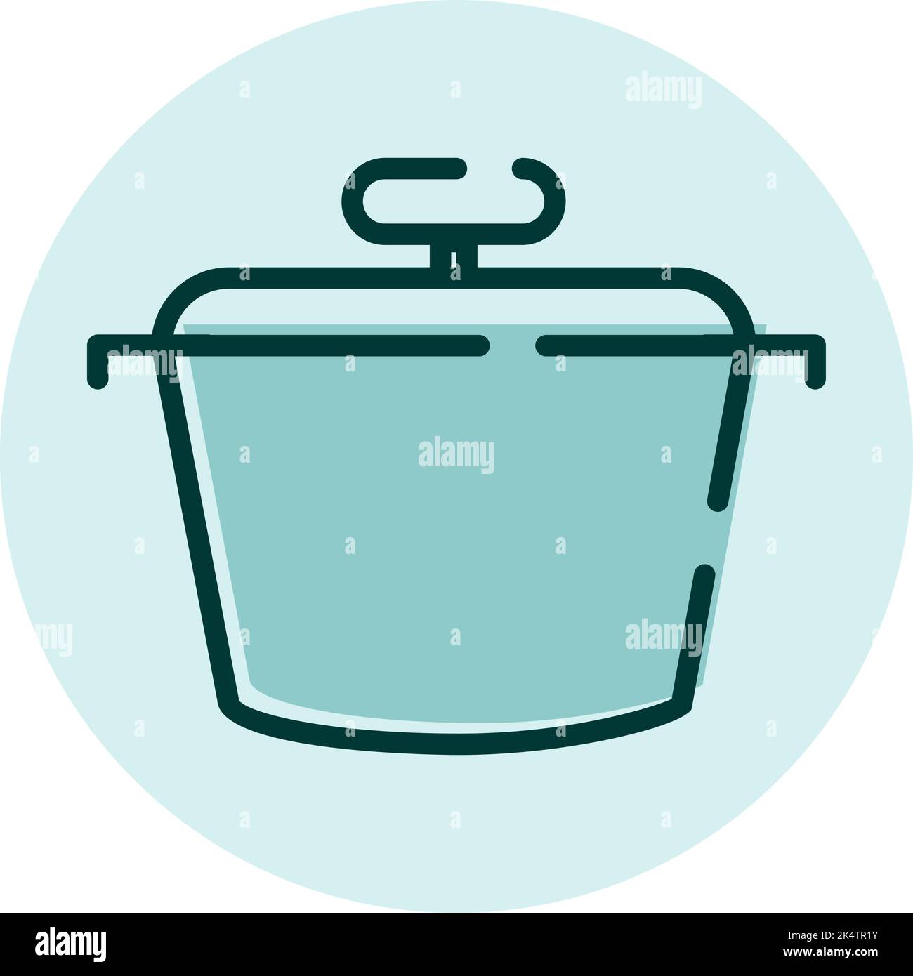 Pentola da cucina con coperchio, illustrazione, vettore su sfondo bianco. Illustrazione Vettoriale