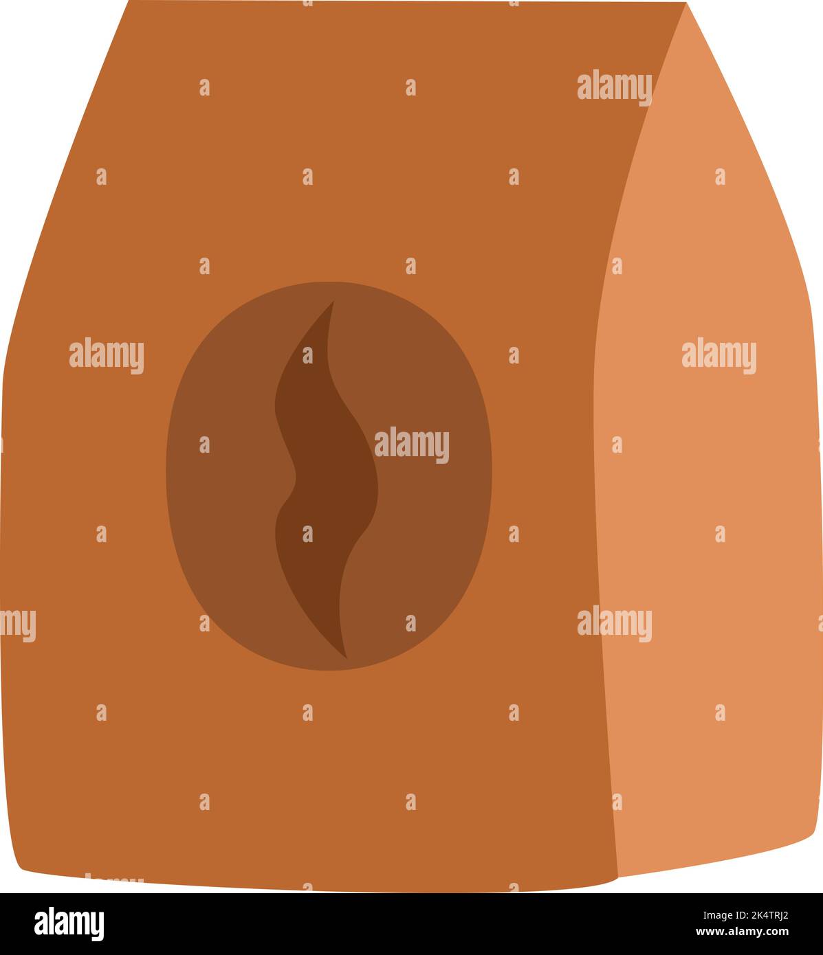 Sacchetto di chicchi di caffè, illustrazione, vettore su sfondo bianco. Illustrazione Vettoriale