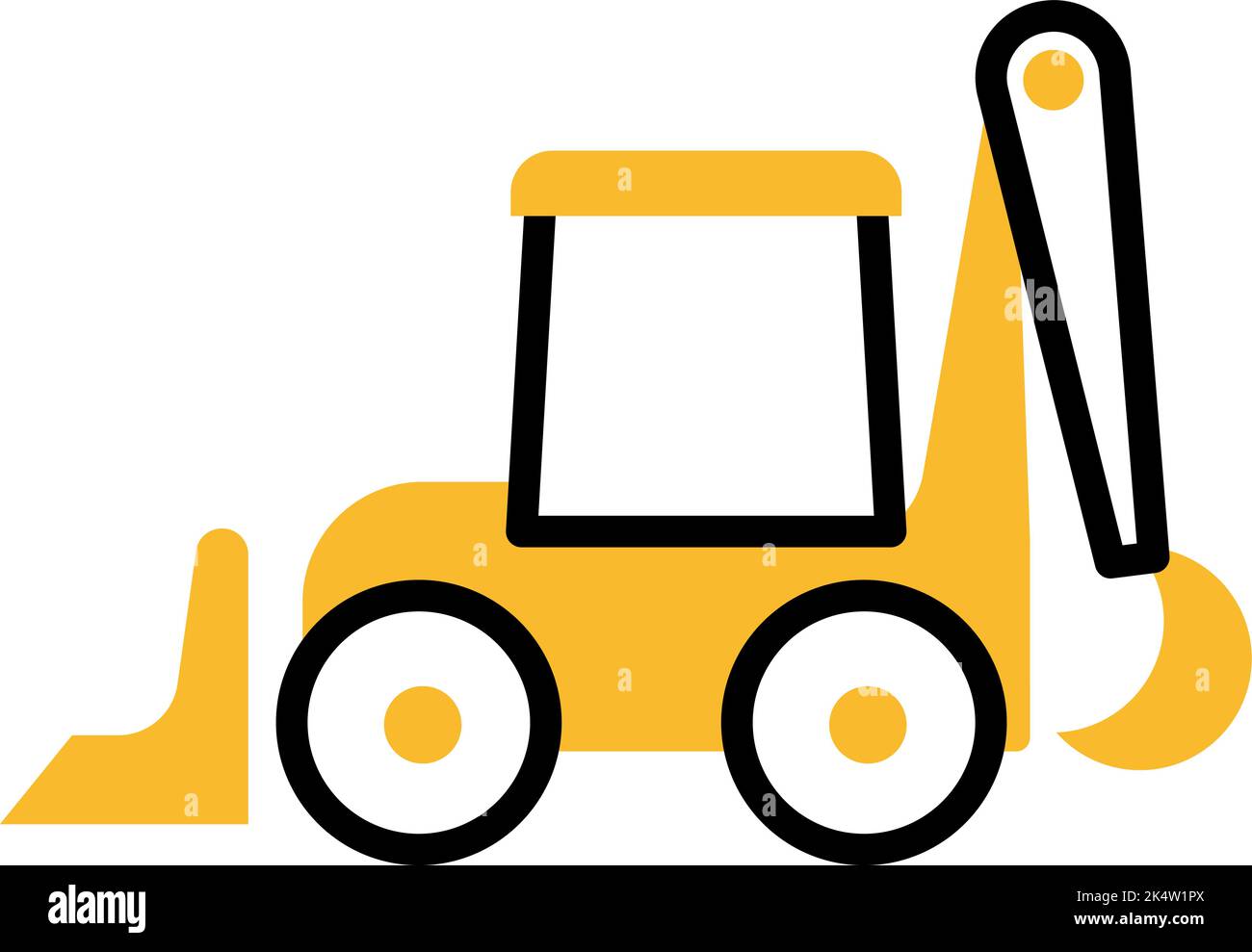 Escavatore per attrezzature dure, illustrazione, vettore su sfondo bianco. Illustrazione Vettoriale