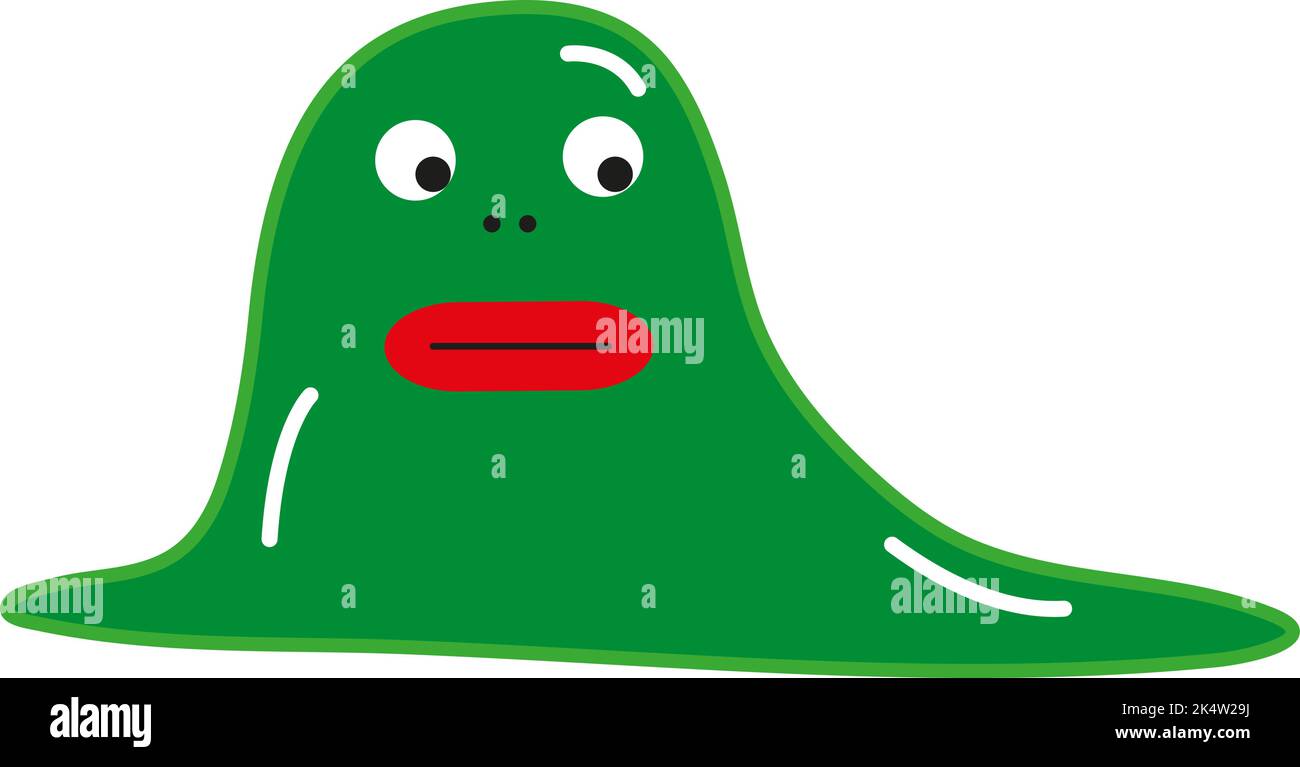 Mostro verde sfiducia, illustrazione, vettore su sfondo bianco. Illustrazione Vettoriale