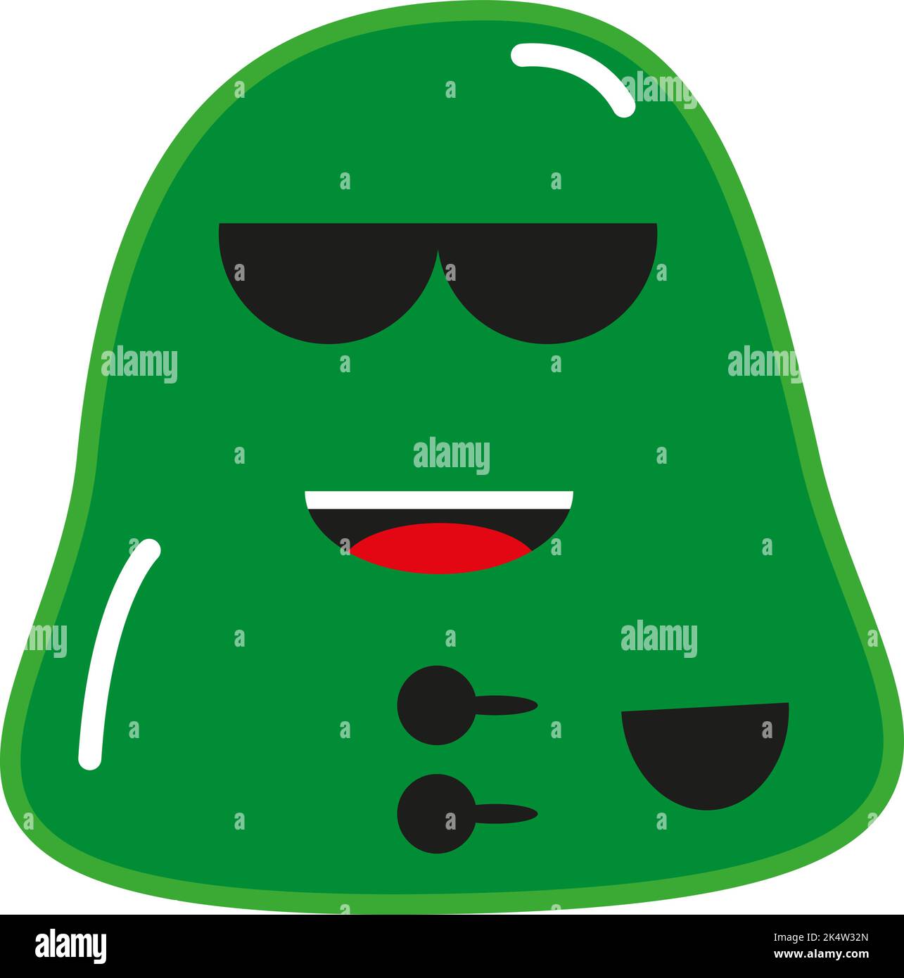 Mostro verde con occhiali, illustrazione, vettore su sfondo bianco. Illustrazione Vettoriale