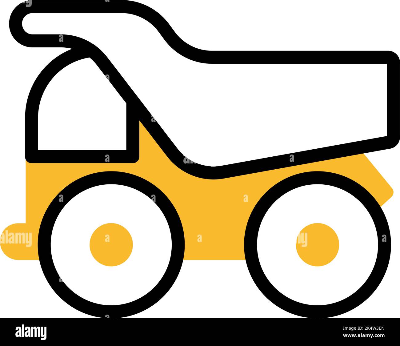 Dumper per attrezzature dure, illustrazione, vettore su sfondo bianco. Illustrazione Vettoriale