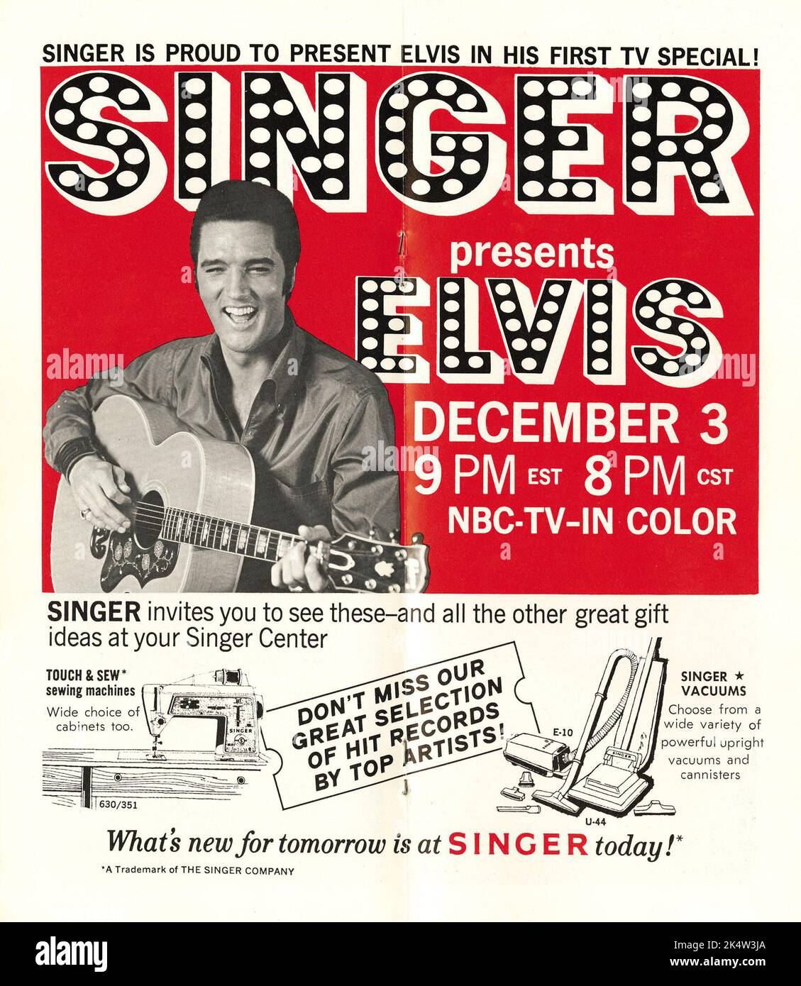 Elvis - Singer pubblicità per il programma speciale TV NBC 1968 Foto Stock