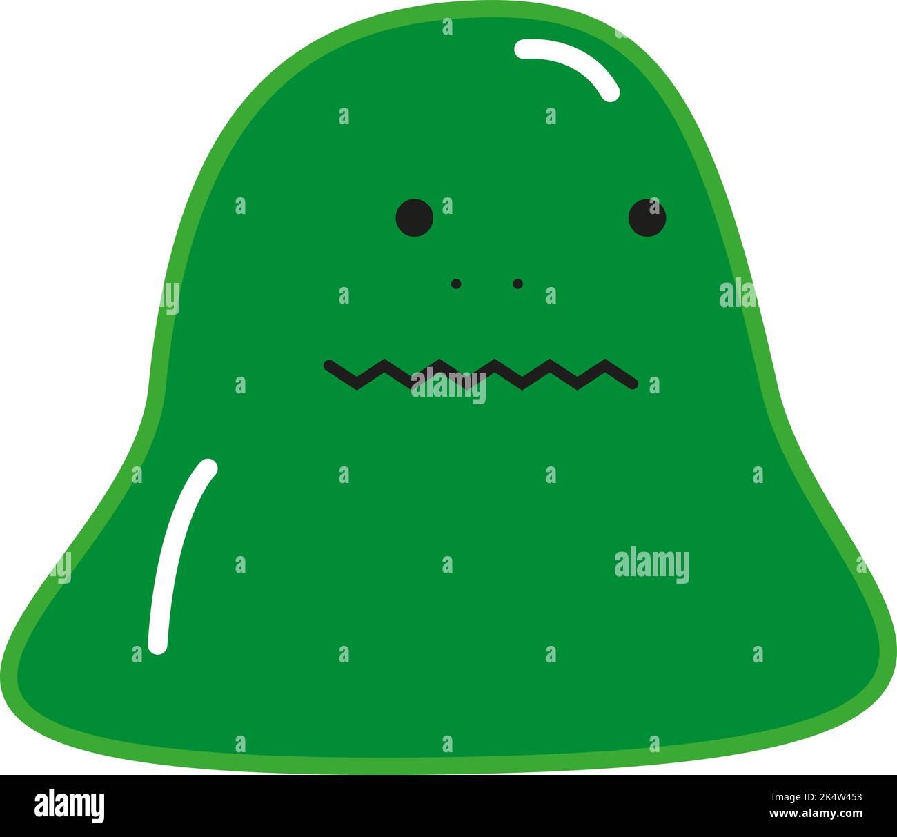 Preoccupato mostro verde, illustrazione, vettore su uno sfondo bianco. Illustrazione Vettoriale