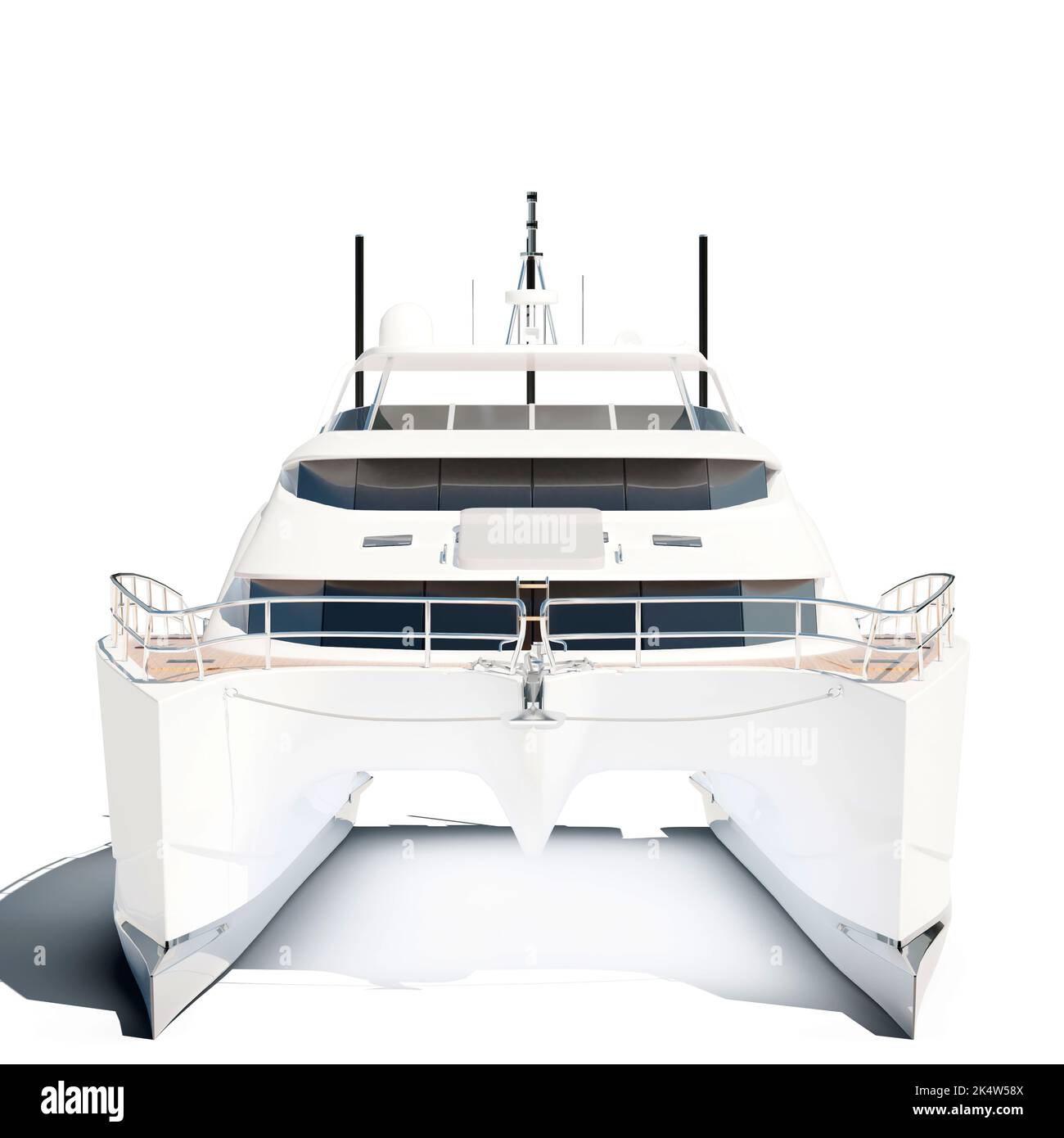 Un 3D rendering di catamarano bianco nave isolato su sfondo bianco Foto Stock