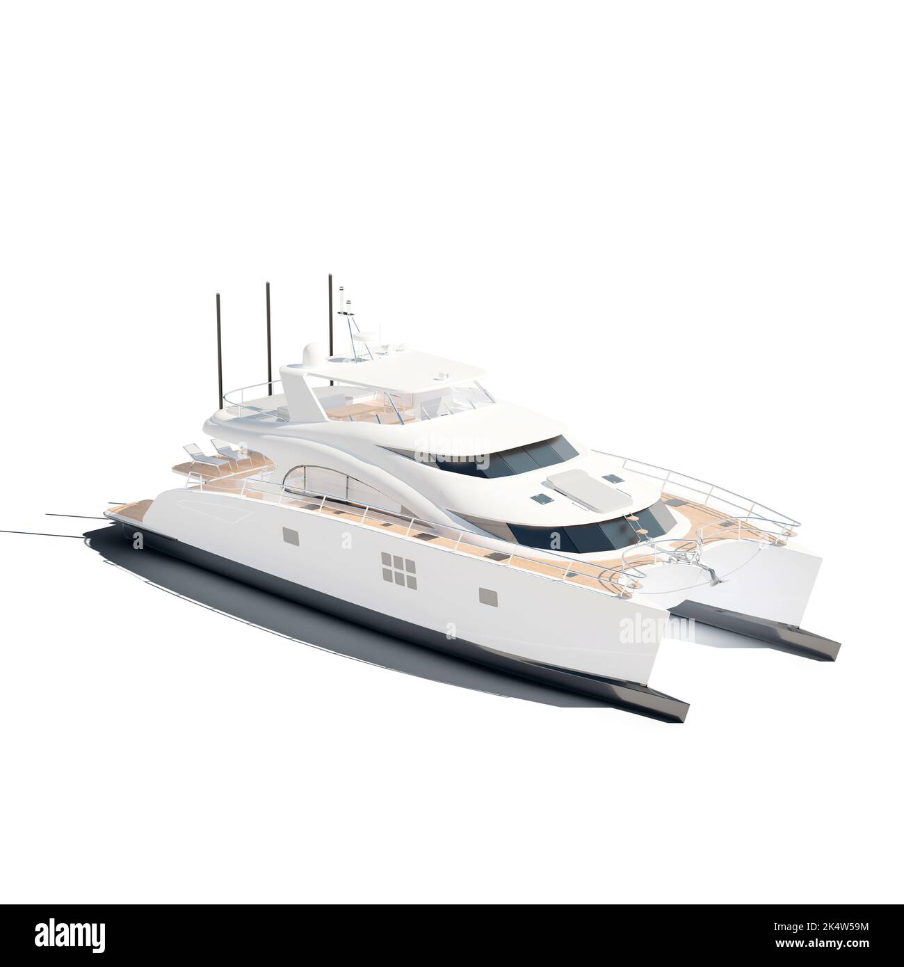 Un 3D rendering di catamarano bianco nave isolato su sfondo bianco Foto Stock