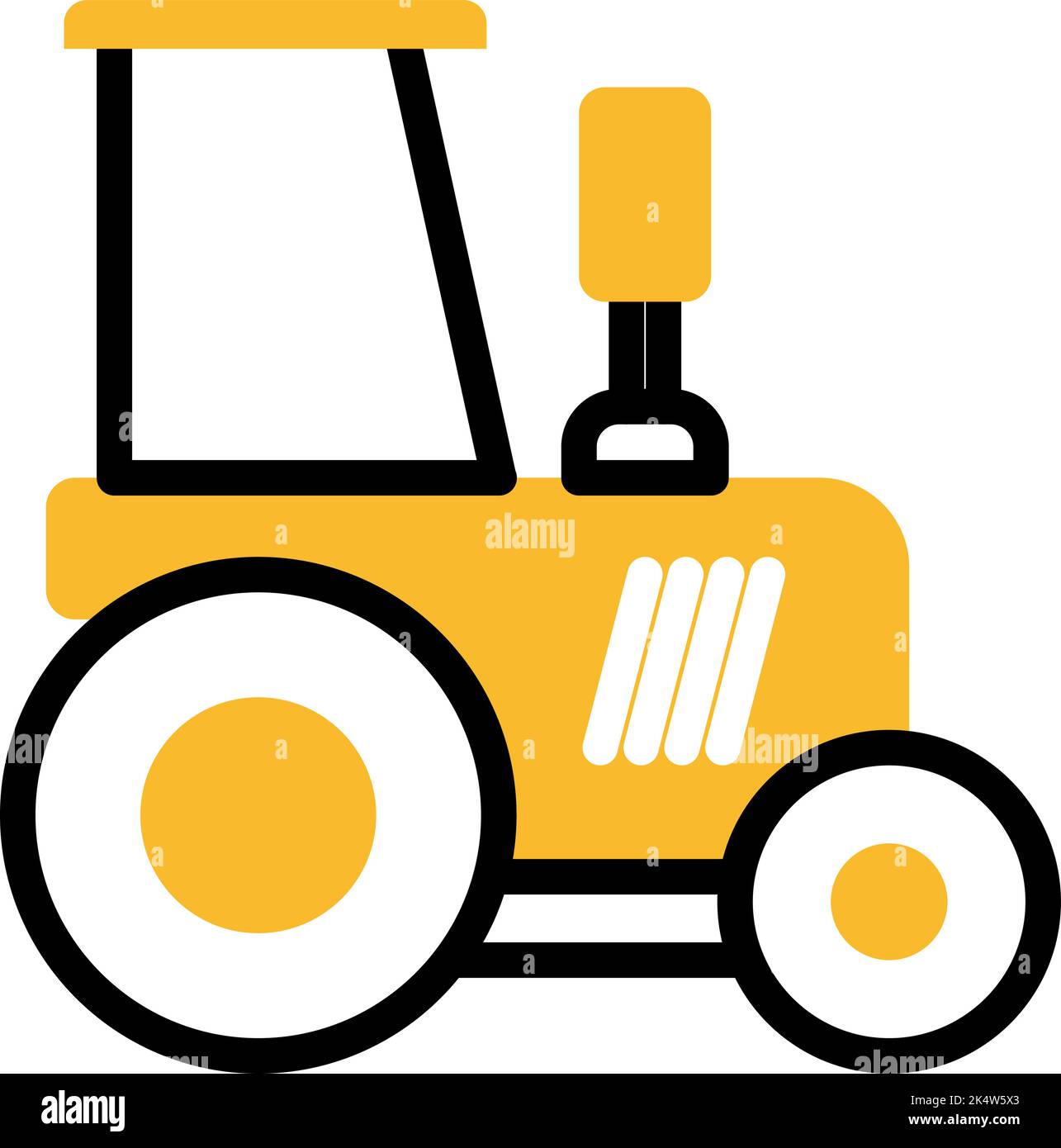 Trattore per attrezzature dure, illustrazione, vettore su sfondo bianco. Illustrazione Vettoriale