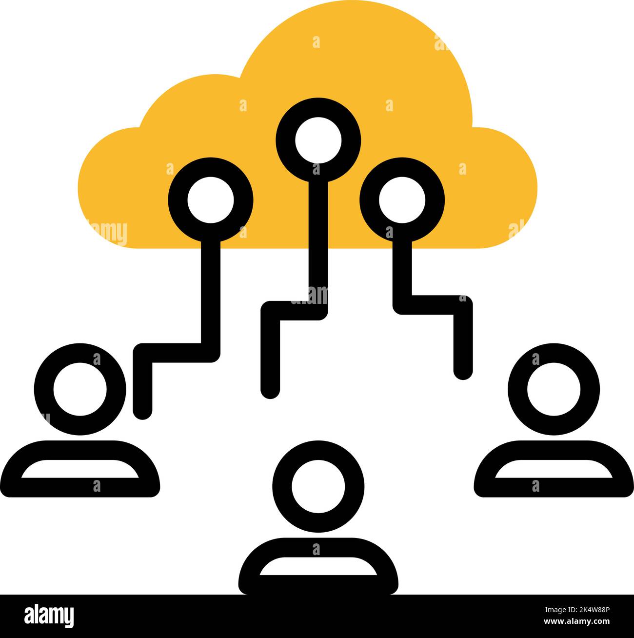 Gli utenti della rete condividono, illustrano, vettoriali su sfondo bianco. Illustrazione Vettoriale