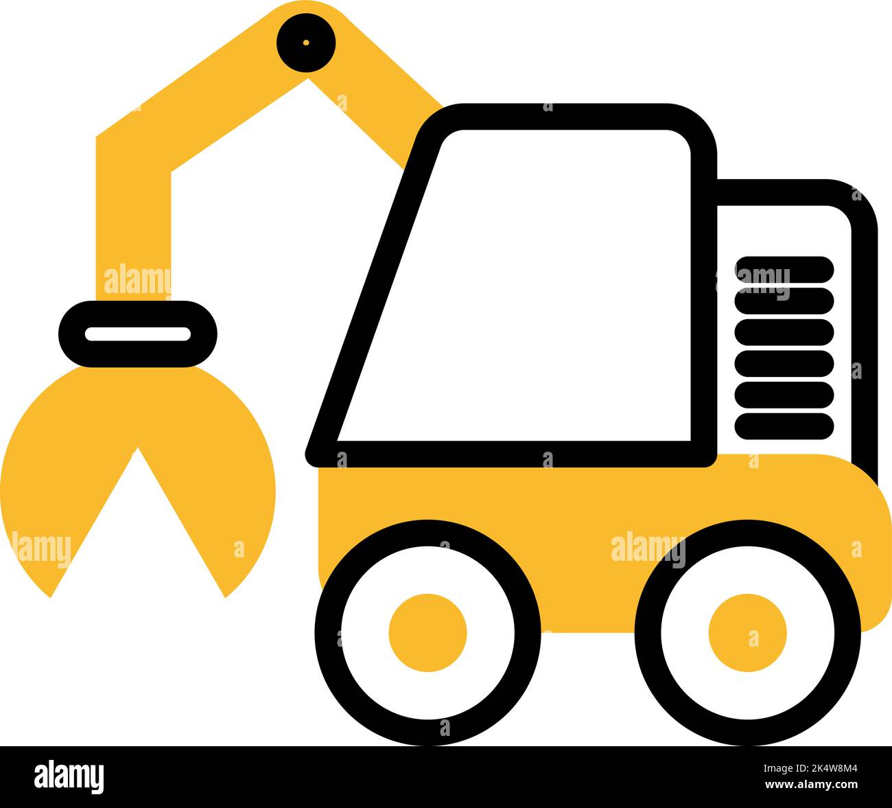 Attrezzatura dura camion selezionatore, illustrazione, vettore su sfondo bianco. Illustrazione Vettoriale