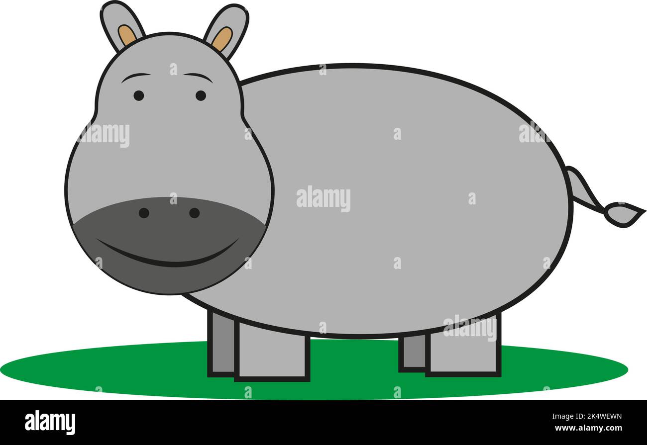 Ippopotamo, illustrazione, vettore su sfondo bianco. Illustrazione Vettoriale