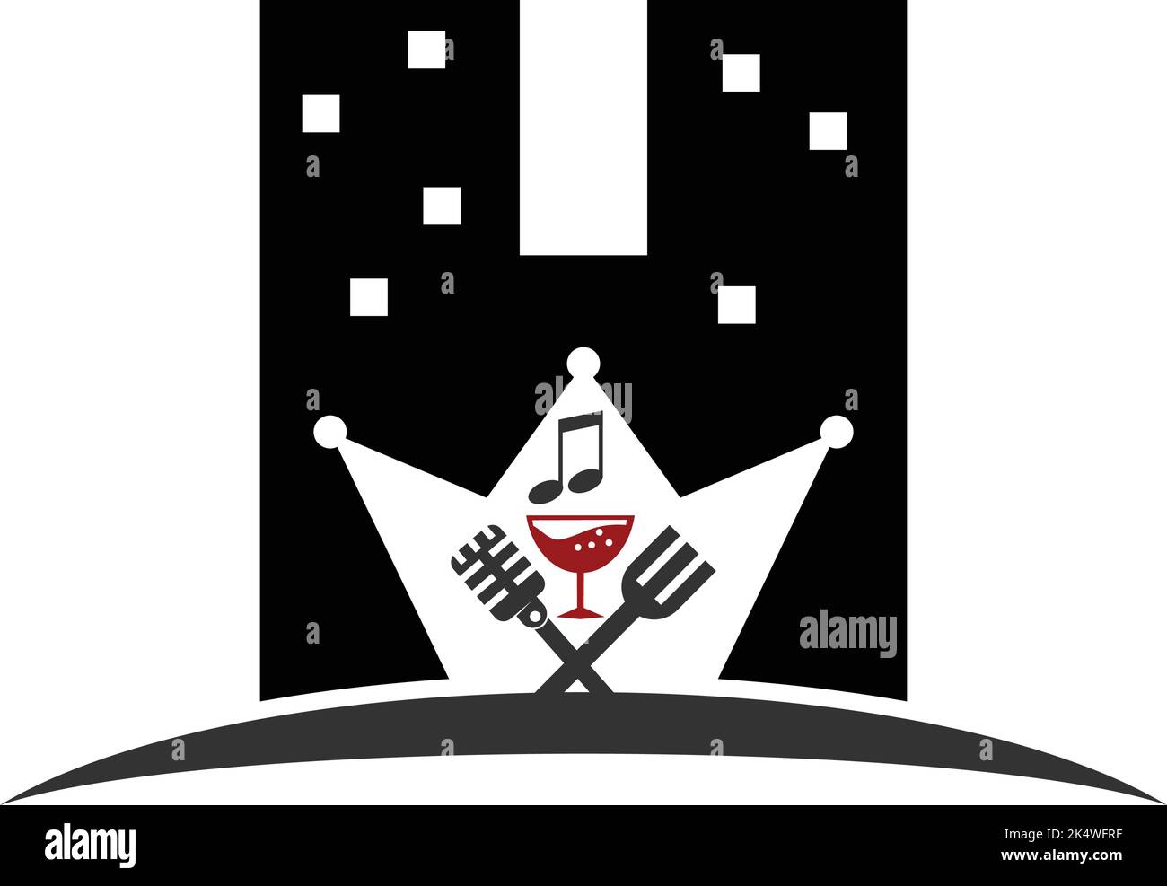 logo di intrattenimento musicale del ristorante dell'hotel Illustrazione Vettoriale