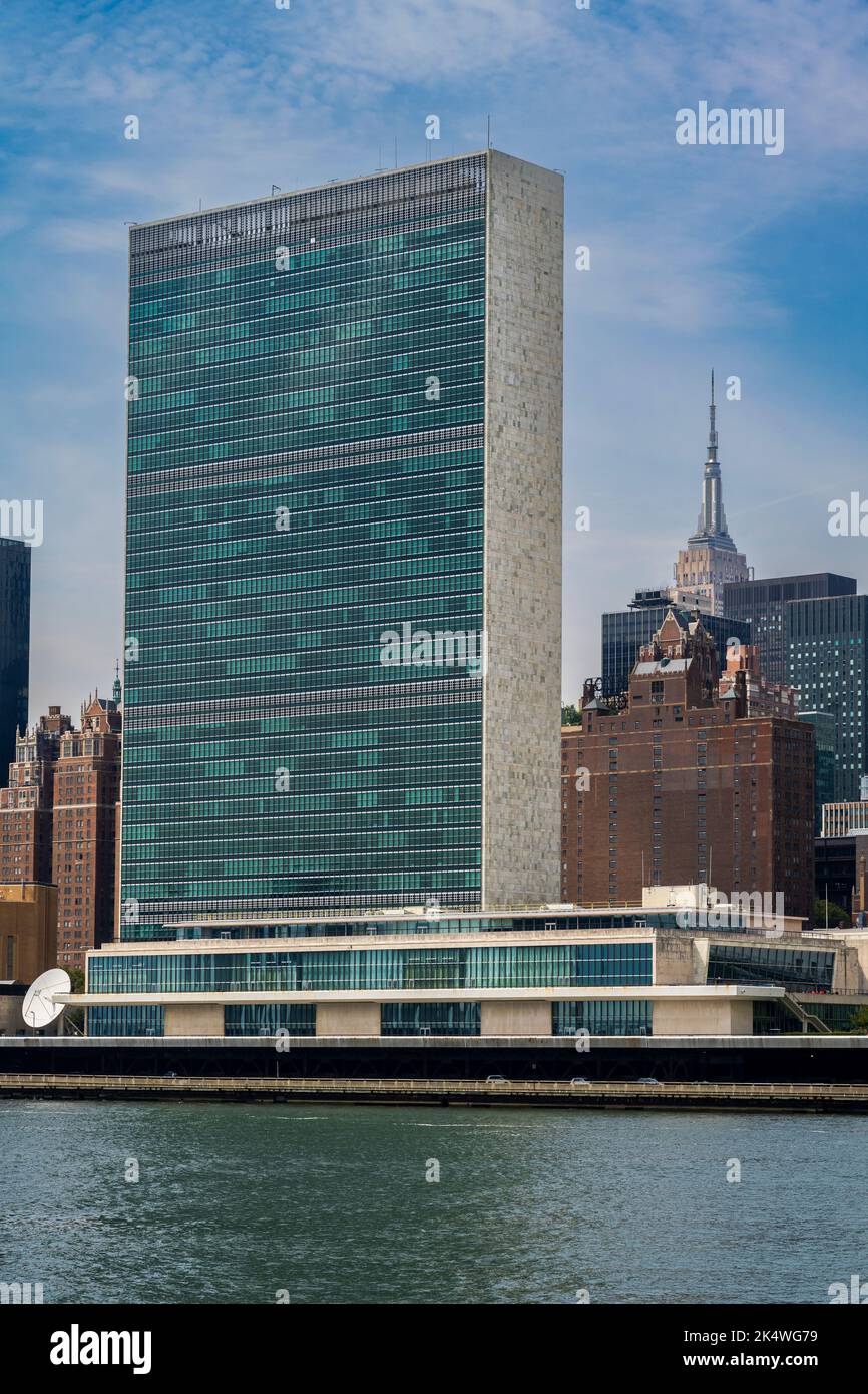 La sede centrale delle Nazioni Unite, Manhattan, New York, Stati Uniti d'America Foto Stock