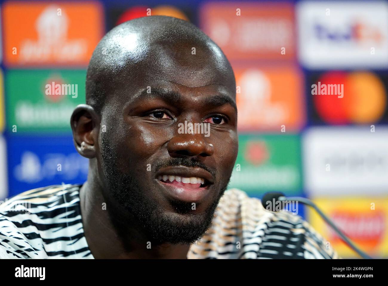 Kalidou Koulibaly di Chelsea durante una conferenza stampa a Stamford Bridge, Londra. Data immagine: Martedì 4 ottobre 2022. Foto Stock