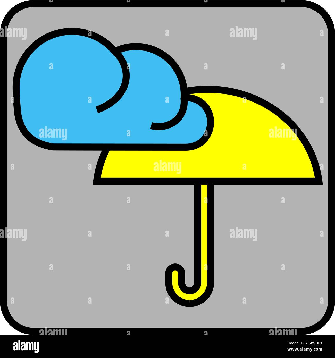 Giornata piovosa con ombrello, illustrazione, vettore su sfondo bianco. Illustrazione Vettoriale