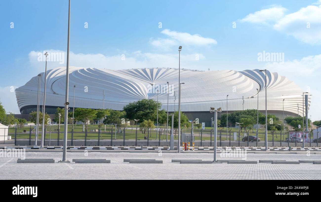 Doha, Qatar - Settembre 09,2022 : iconico Stadio al-Janoub, precedentemente conosciuto come Stadio al-Wakrah. Foto Stock