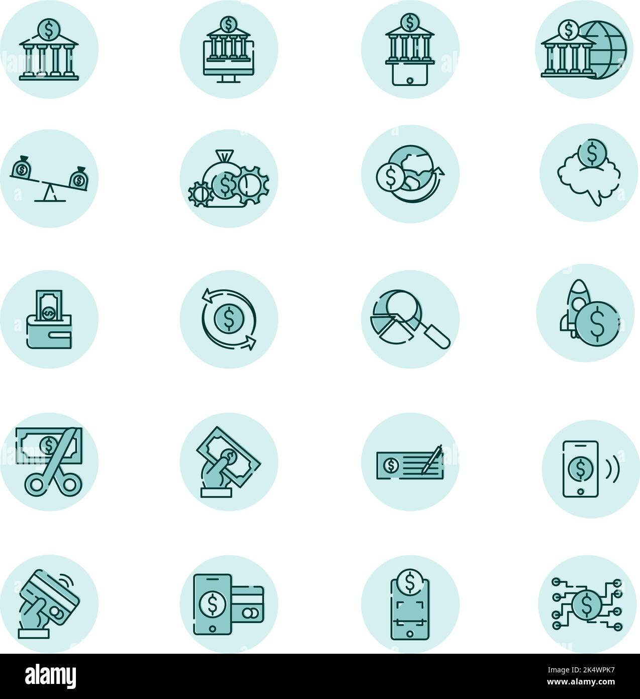 Servizio finanziario, illustrazione, vettore su sfondo bianco. Illustrazione Vettoriale