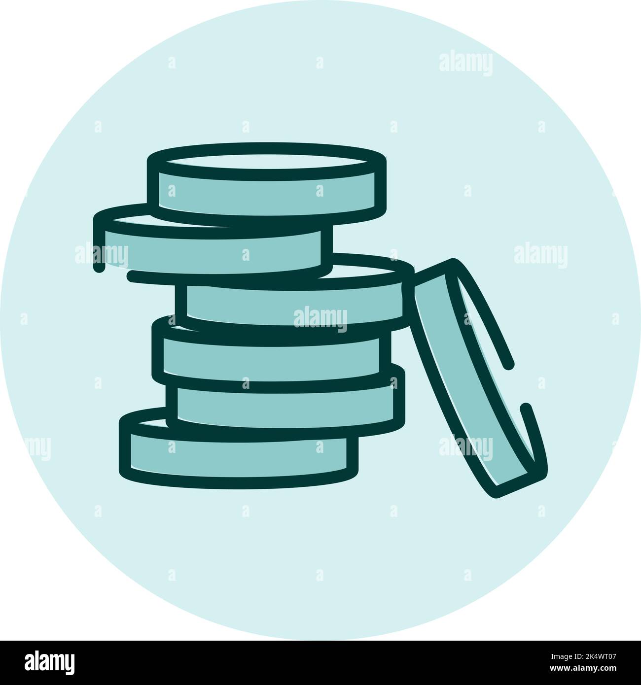 Monete finanziarie, illustrazione, vettore su sfondo bianco. Illustrazione Vettoriale