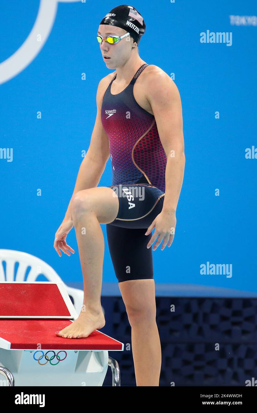1st AGOSTO 2021 - TOKYO, GIAPPONE: Abbey WEITZEIL degli Stati Uniti in azione durante la finale di Freestyle 50m delle Donne in piscina ai Giochi Olimpici di Tokyo 2020 (Foto: Mickael Chavet/RX) Foto Stock