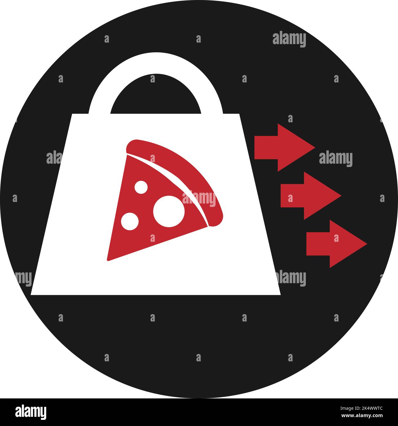 Pizza in viaggio, illustrazione, vettore su sfondo bianco. Illustrazione Vettoriale