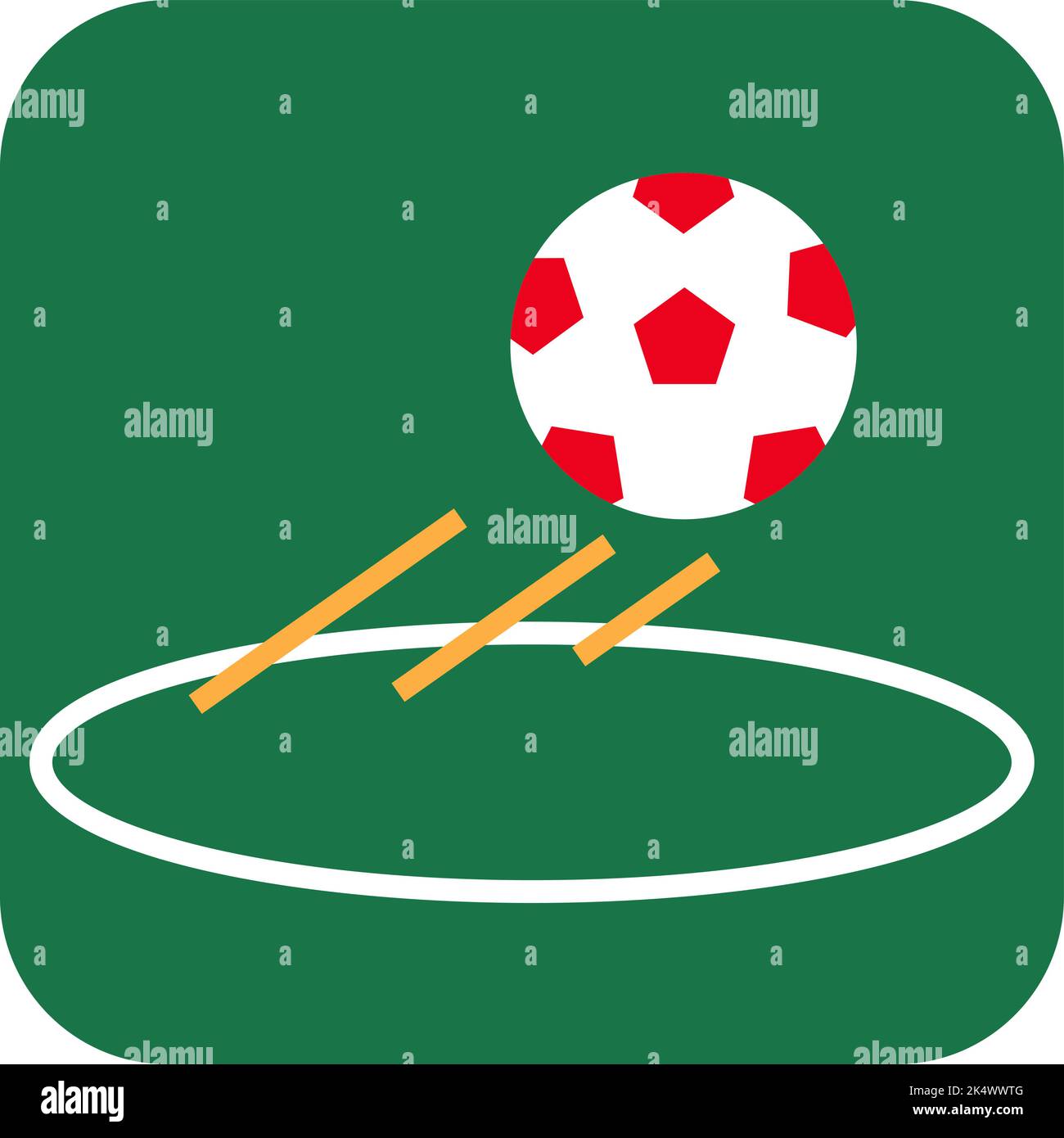 La palla di calcio colpisce il palo, illustrazione, vettore su uno sfondo bianco. Illustrazione Vettoriale