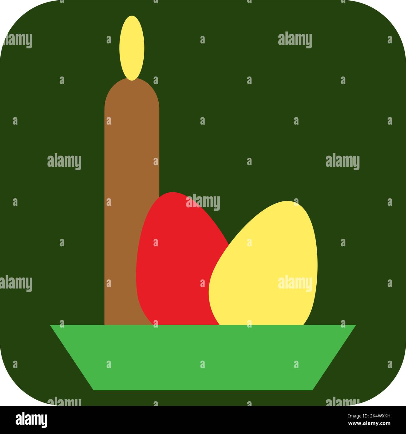 Candela di Pasqua con uova, illustrazione, vettore su sfondo bianco. Illustrazione Vettoriale