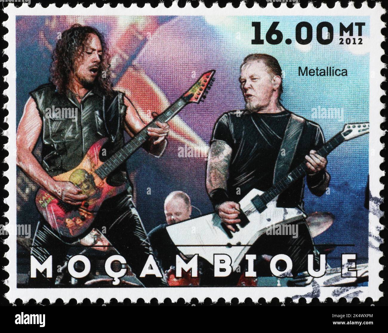 Metallica in concerto sul francobollo del Mozambico Foto Stock
