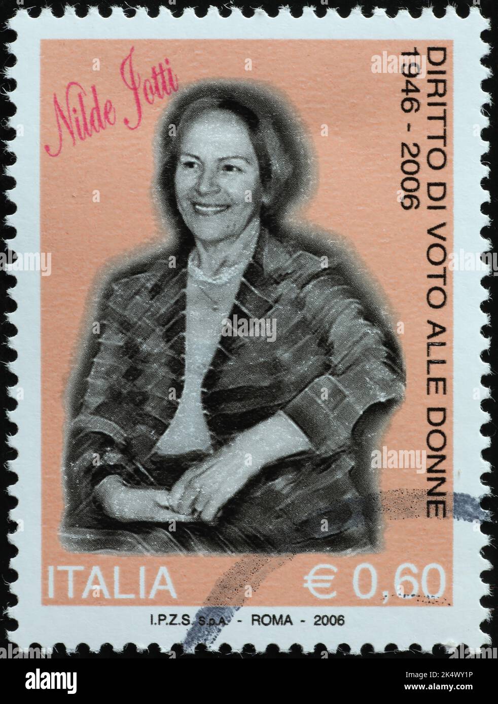 NILDE Jotti ritratto su francobollo italiano Foto Stock