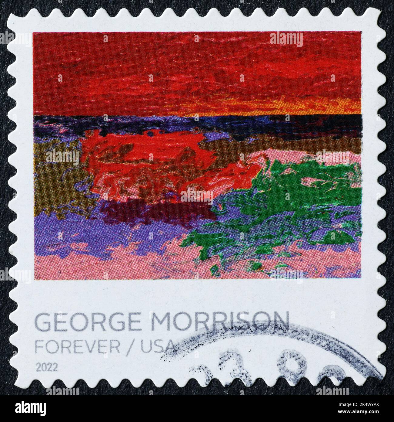 Pittura di George Morrison sul francobollo degli Stati Uniti Foto Stock