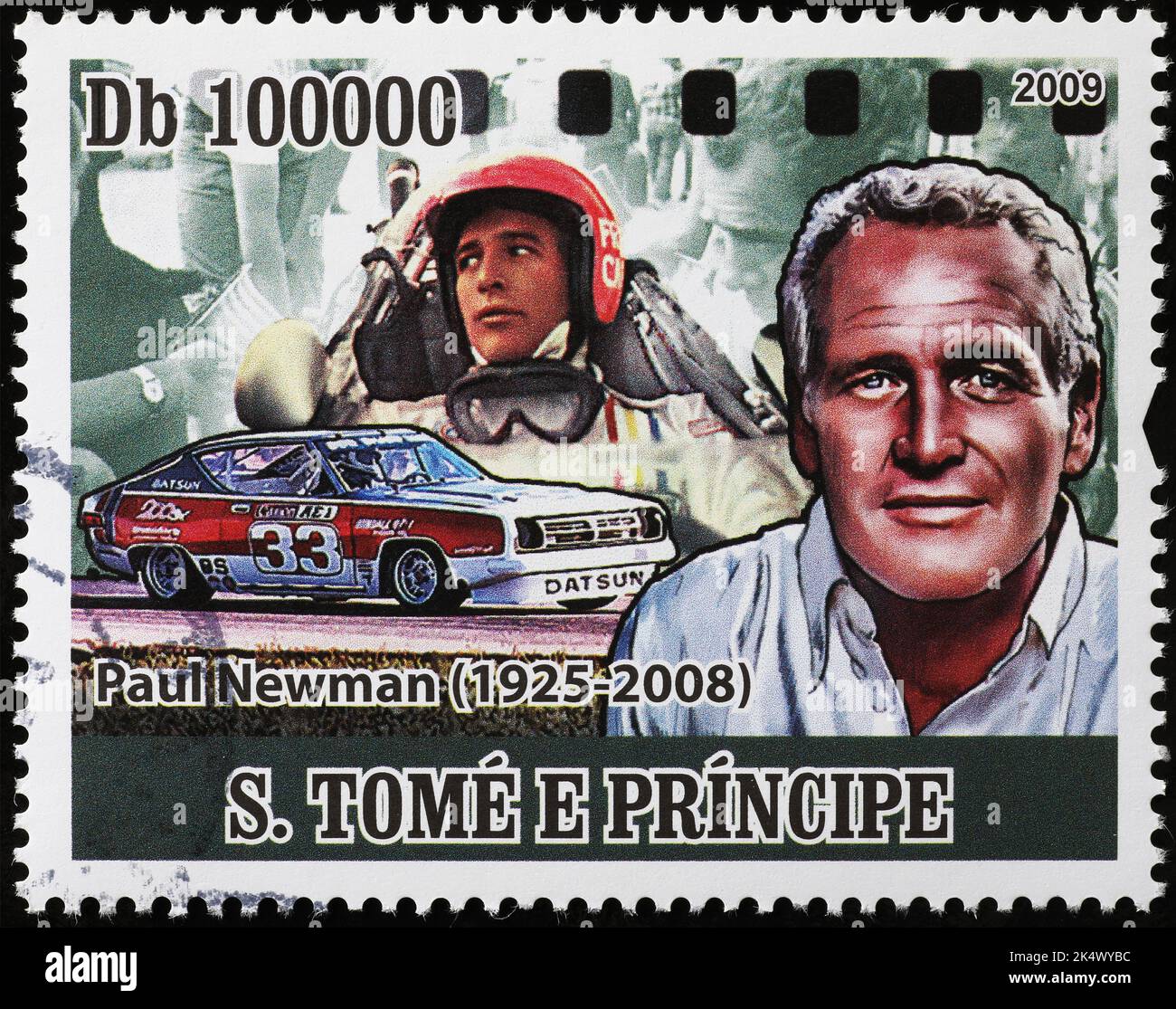 Ritratto di Paul Newman sul francobollo africano Foto Stock